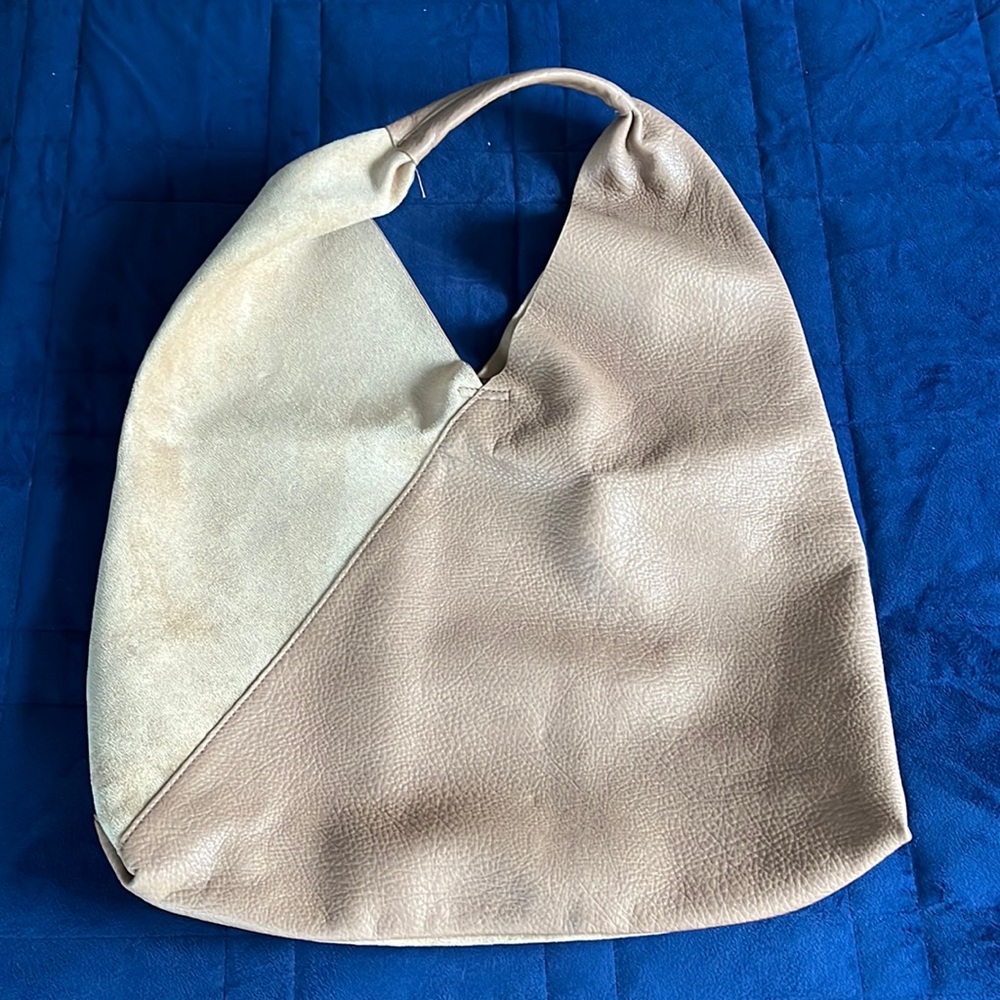 Vegan leather and suede handbag
